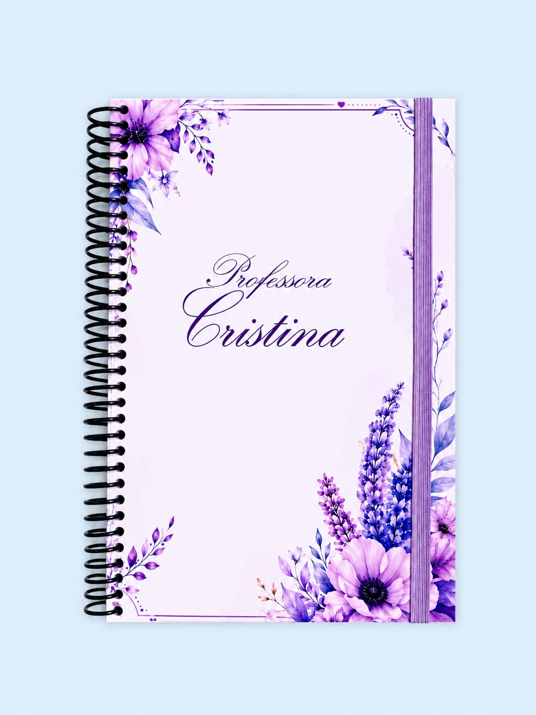 Caderno floral personalizado para professora