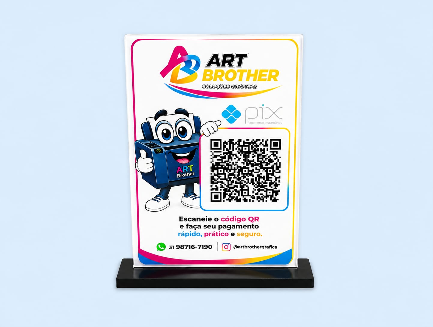 Placa Pix personalizada com código QR